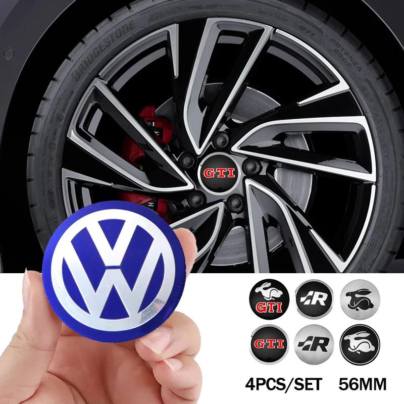 VW Car Accessories Wheel Center Cover Stickers Hub Cap Sticker Tire Valve For VW GTI Polo Passat Golf Tiguan Jetta T-ROC BeetleZF3
