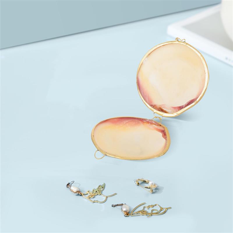 Шкатулка для хранения ракушек с жемчугом Нежный футляр для колец Серьги Шикарные украшения Настольный декор Маленький контейнер для ожерелий