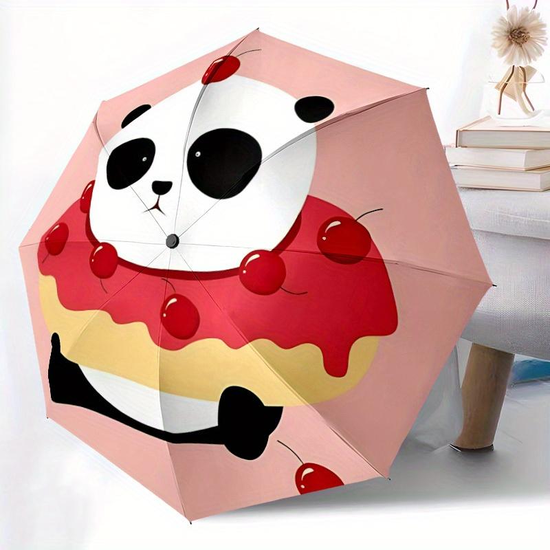 1pc Panda Donut Automatic Open/close, All-Season Portable Folding Umbrella, Travel, Everyday, Formal Events - Compact Luxury Parasol, Outdoor Accessor