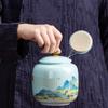 Exquisite Ceramics Tea Caddy Travel Tea Bag Storage Box Household Oolong Tieguanyin Sealed Jar Coffee Canister Spice Organizer