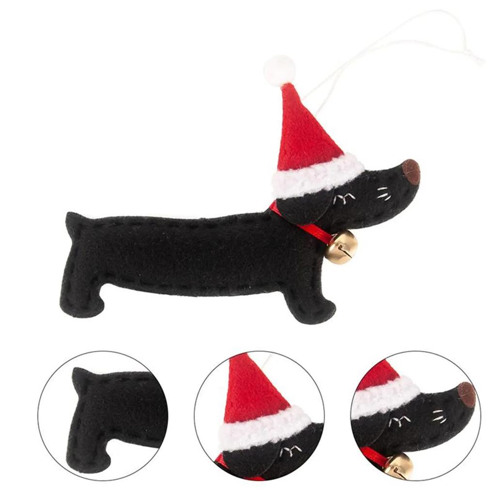 Christmas Ornament Animal Dog Dachshund Shape Xmas Tree Hanging Decoration 2023 New Year Window Pendant Children Gifts