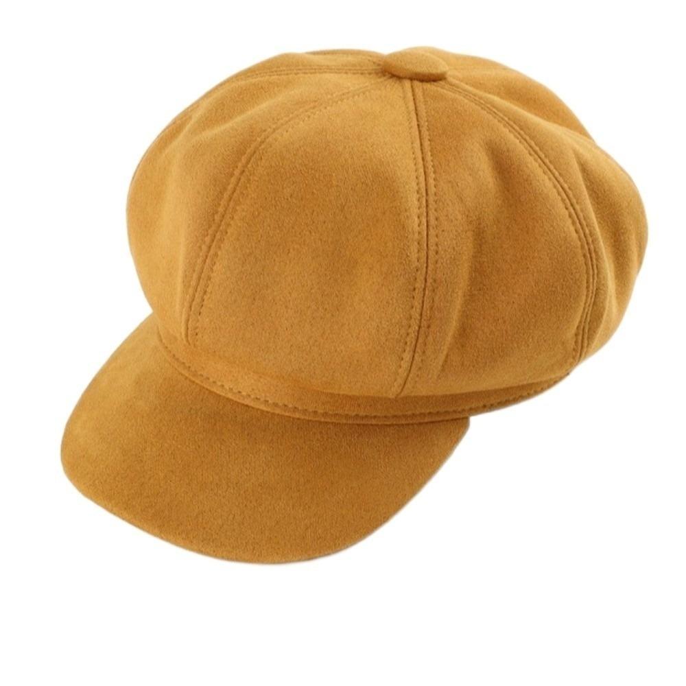 Keep Warm Suede Octagonal Hat Solid Color Newsboy Cap Casual Berets Hat Daily