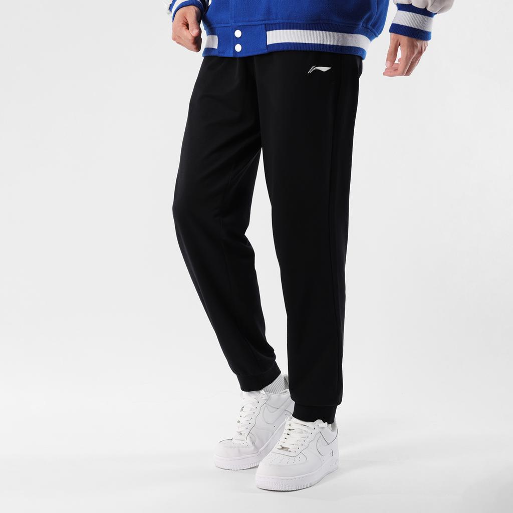 Li-Ning Letter Logo Print Crew Neck Pullover Fleece Sports Sweatpants And Hoodie Set Men Sweatpants And Hoodie Black AWDTC71-1+AKLSC99-1