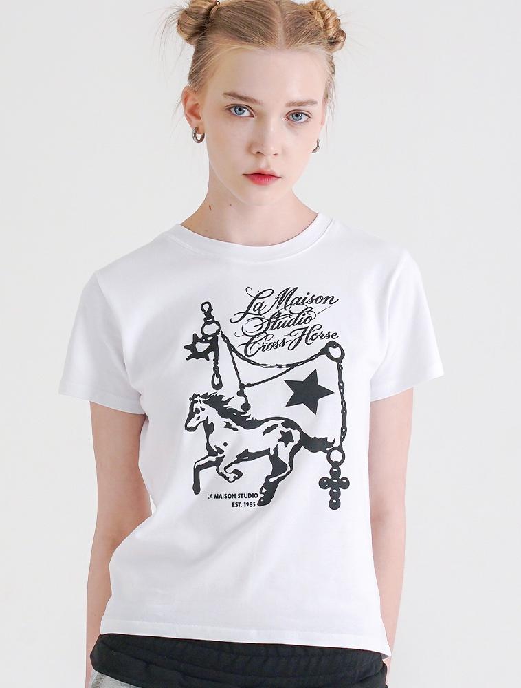 LA MAISON STUDIO Футболка с коротким рукавом Pony Jewelry Белая (Fcg2Ts771W)