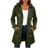 Women's Fashion Solid Color Collar Long Sleeve Double Breasted Windbreaker With Belt Coat