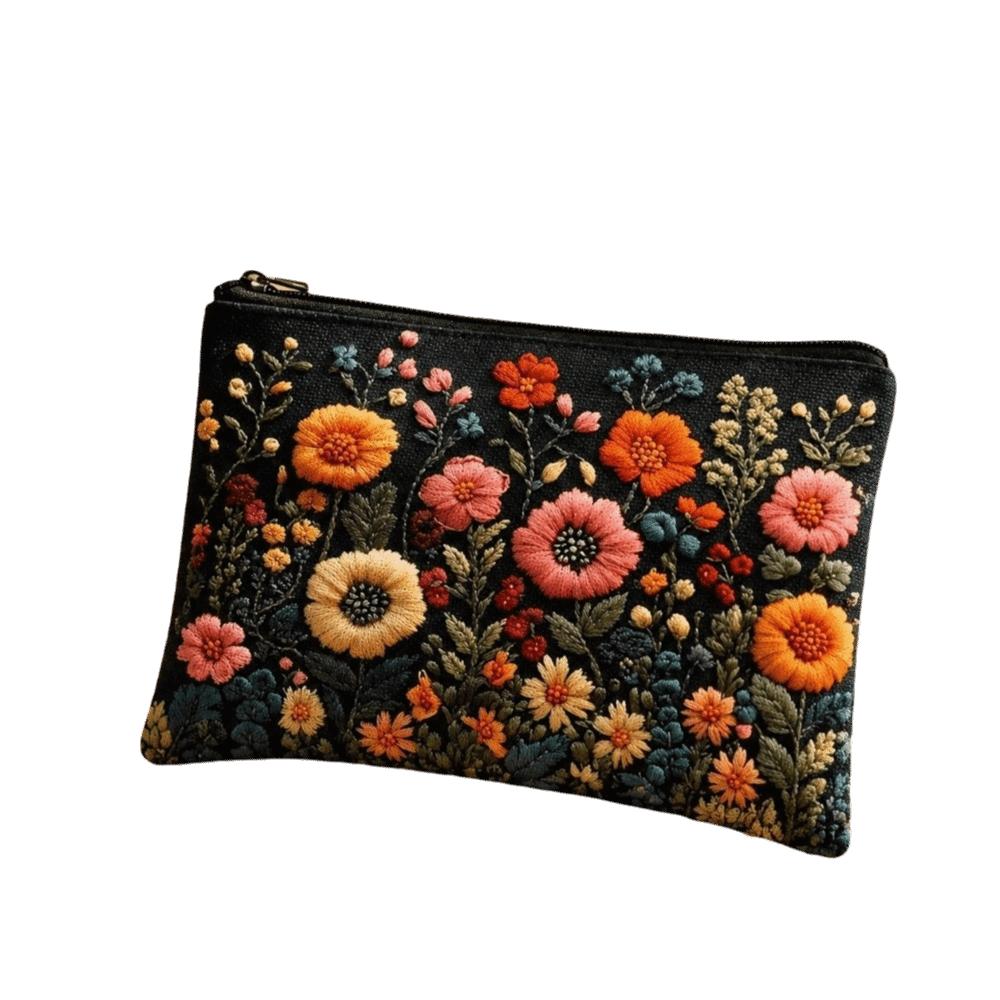 Double-sided Printed Toiletries Organizer Floral Cosmetics Storage Bag Outdoor Use