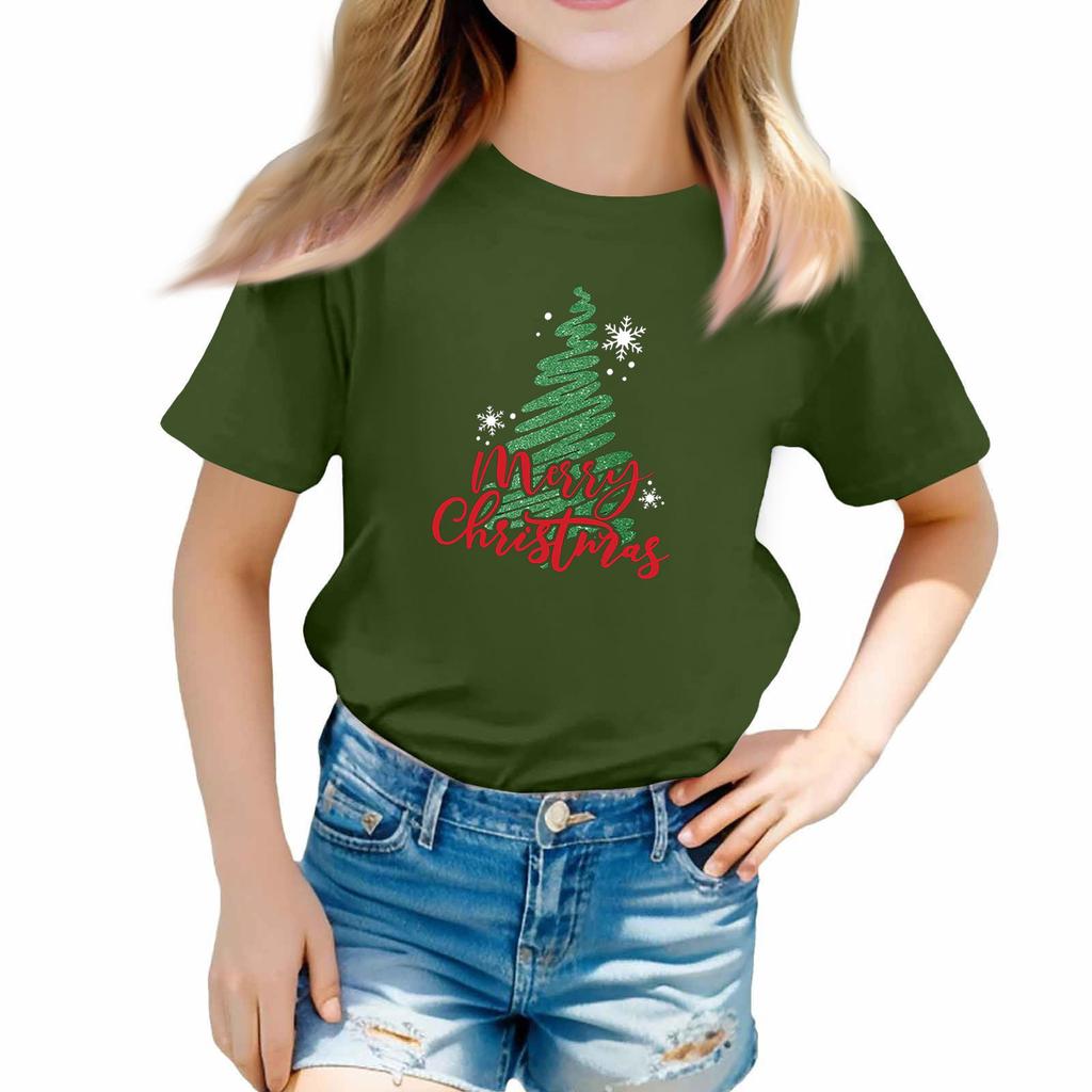 Christmas Day Toddler Girl Boy T-Shirts Kids Top Boys And Girls Printed Short Sleeved T-shirt