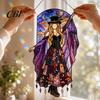 Boho Acrylic Hanging Ornament Dancing Lady Sun Catcher, Ornament, Retro Starry Sky Metal Chain Catcher Moon Gothic Woman Window Spinnner for Home Room