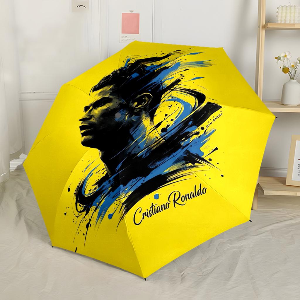 Soccer Player Trophy Automatic Umbrella Retractable Design with 8-Rib Durability Compact Design Perfect for Outdoor Adventures Stylish Accessory