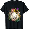 Футболка с венком из цветов и овечьей головой для любителей животных, фермерская графическая футболка, весна-лето, повседневная