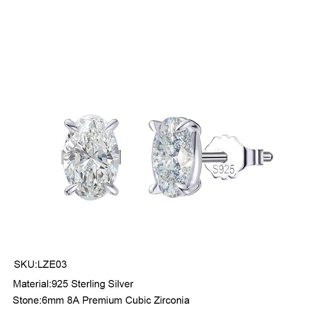 SE-2 Classic Four/Six Claw Setting 6mm Diamond Earrings 925 Sterling Silver 5A Zircon Women Earrings Fashion Jewelry