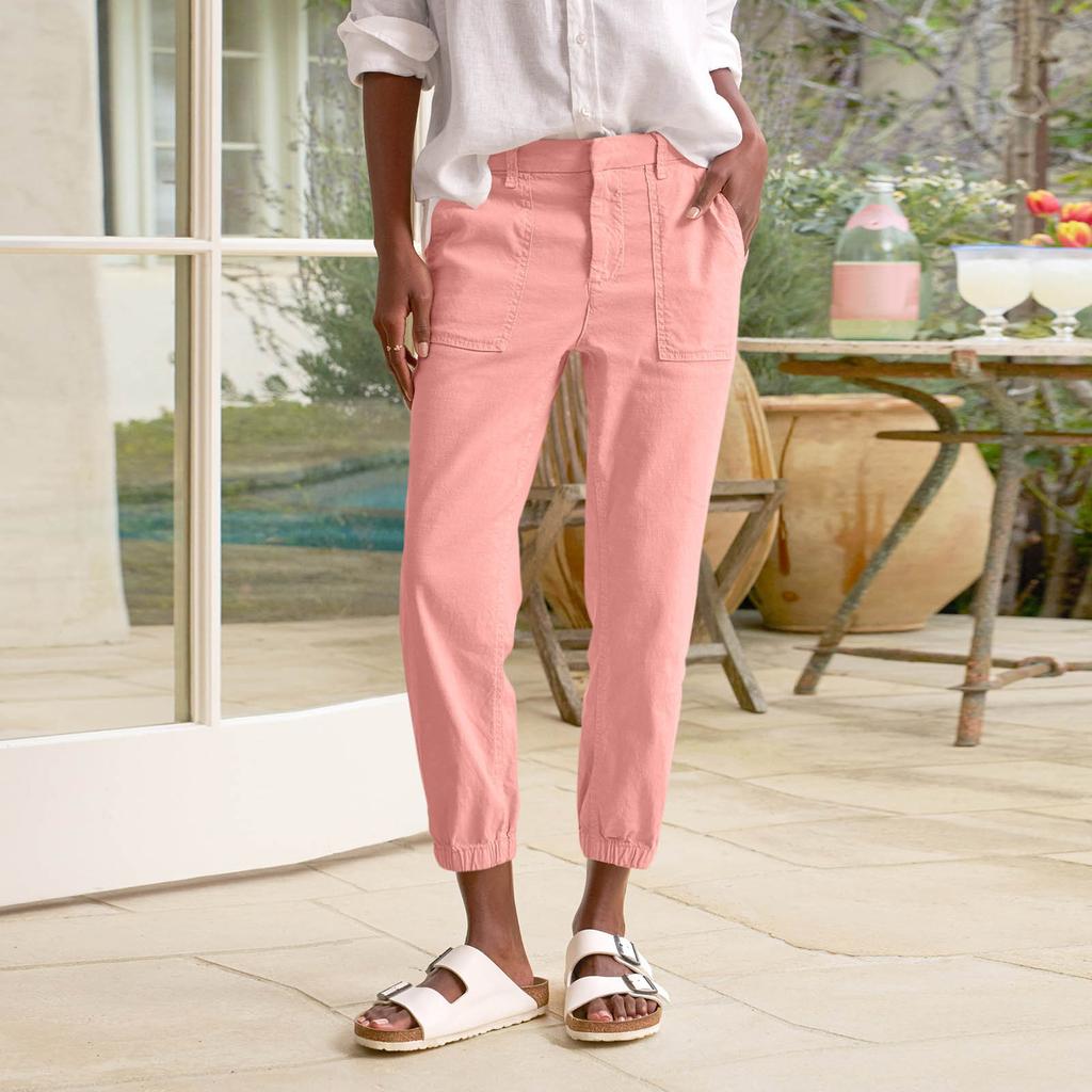 Женские рабочие повседневные укороченные брюки Повседневные зауженные спортивные брюки с карманами