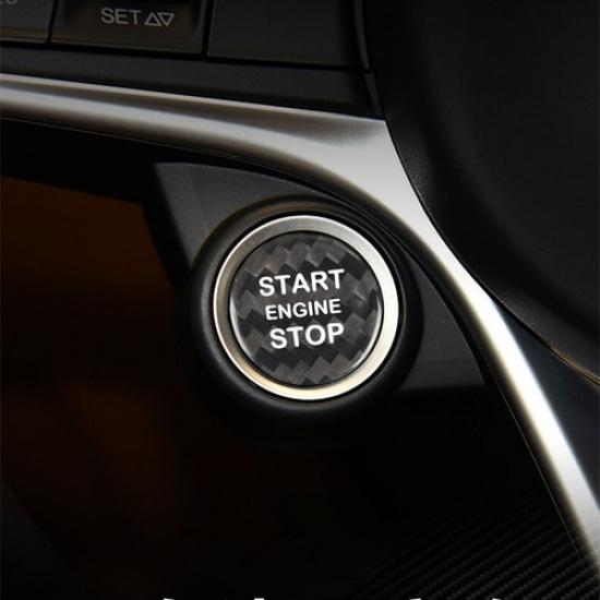 Bright Black Carbon Fiber Car Start Button Cover For Alfa Romeo Stelvio 2017-20