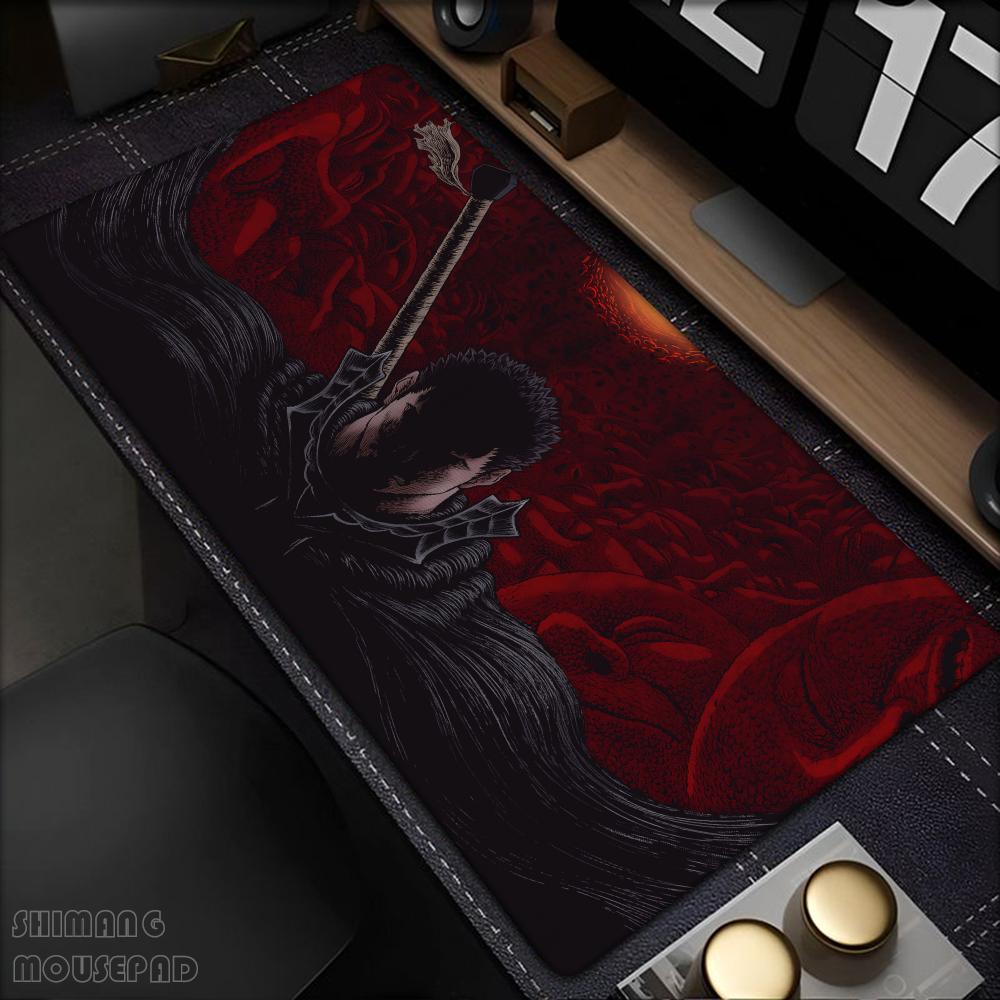 Большой коврик для мыши Аниме Берсерк Геймер Клавиатура Mausepad Большой Резиновый Игровой Коврик Меч Гатса в Берсерке Mousepad ПК Стол Девушка Шкаф