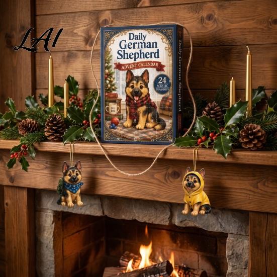 Memorial Ornaments Christmas Dog Advent Calendar Puppy Ornament Cute 24 Days Countdown Calendar with Pcs 2D Acrylic Pendant for Xmas Tree