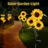 Solar Sunflower Lights Garden Simulation Flowers Outdoor Waterproof Stake Light Back Yard Flower Bed Pathway Patio Porch Decor