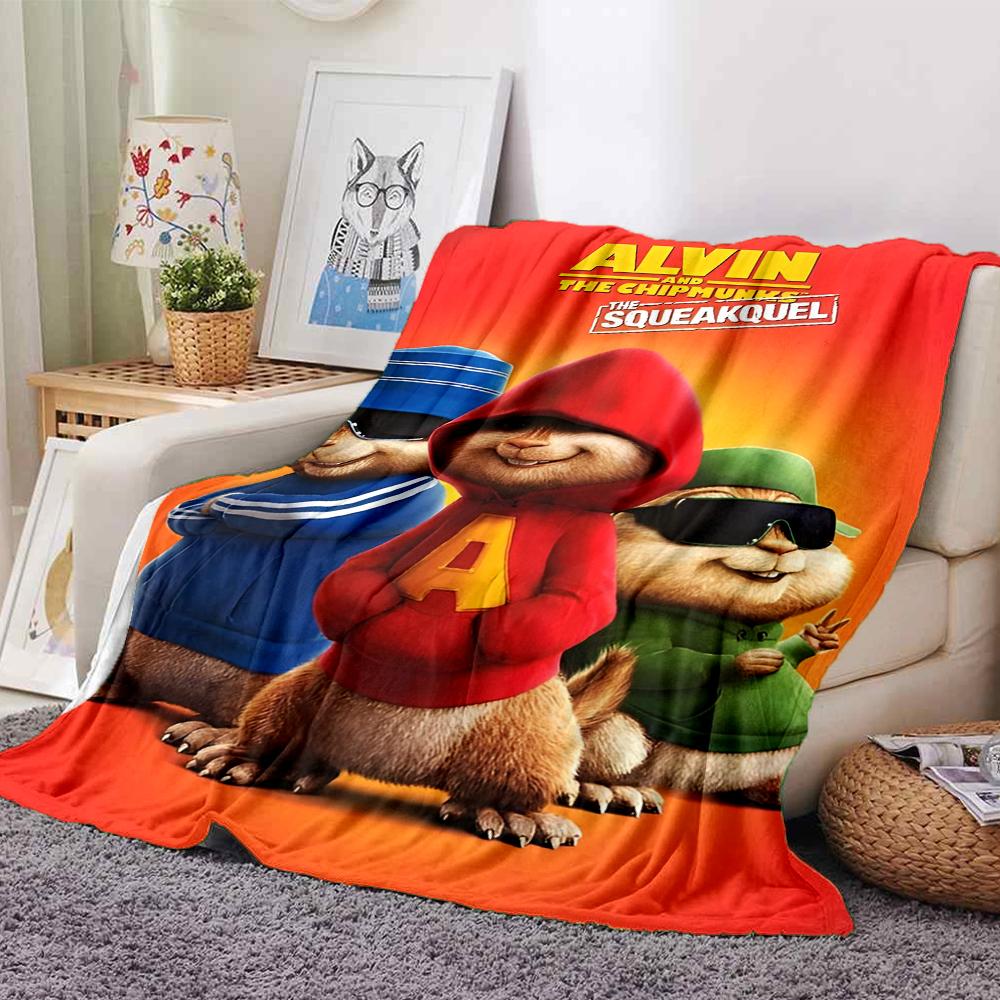 Alvin and the Chipmunks Theme Printed Blanket - Perfect for Couch, Bed, Travel & Outdoor Use | Machine Washable, Cozy & Durable.