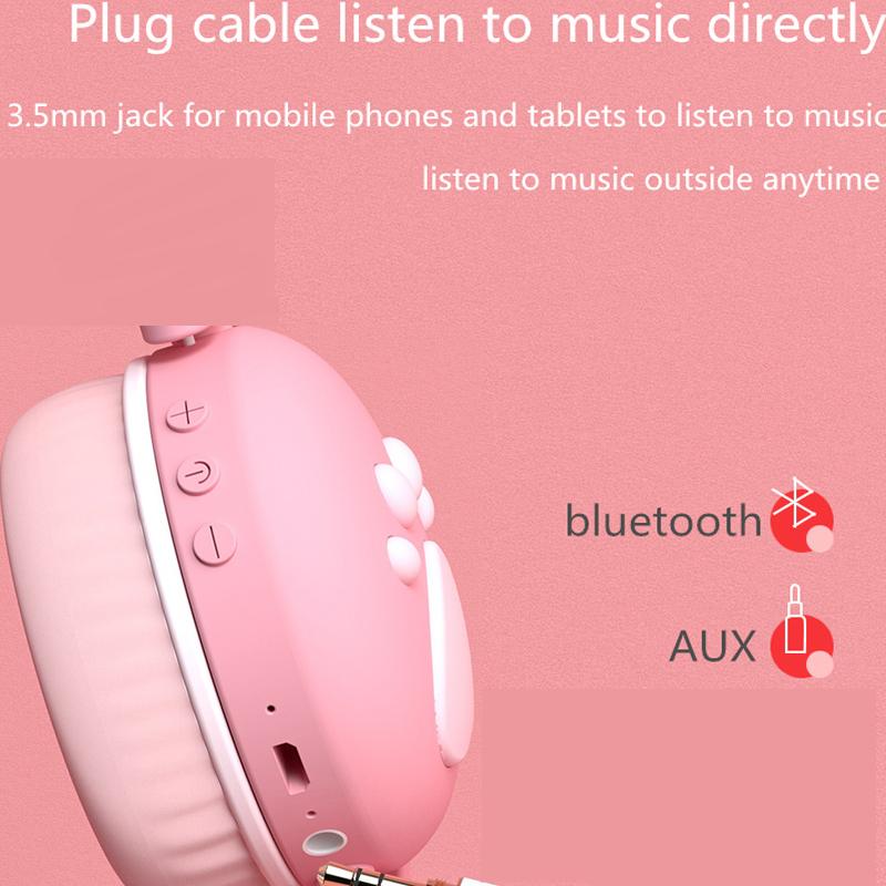 Bluetooth-наушники, светящиеся светодиодные милые кошачьи ушки, подарок для девочек, детская гарнитура, беспроводная HIFI стерео басовая вилка 3,5 мм с микрофоном