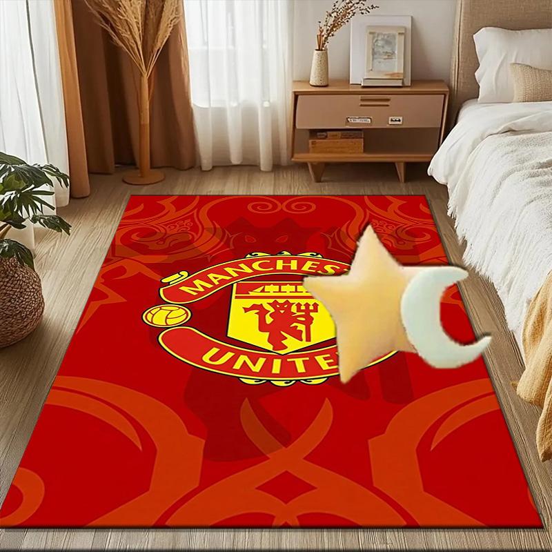 Manchester United Crest Rug Game Carpet, Floor Mat for Bedroom Living Room Entryway Rug, Home Decor Idea Gift for Christmas birthday
