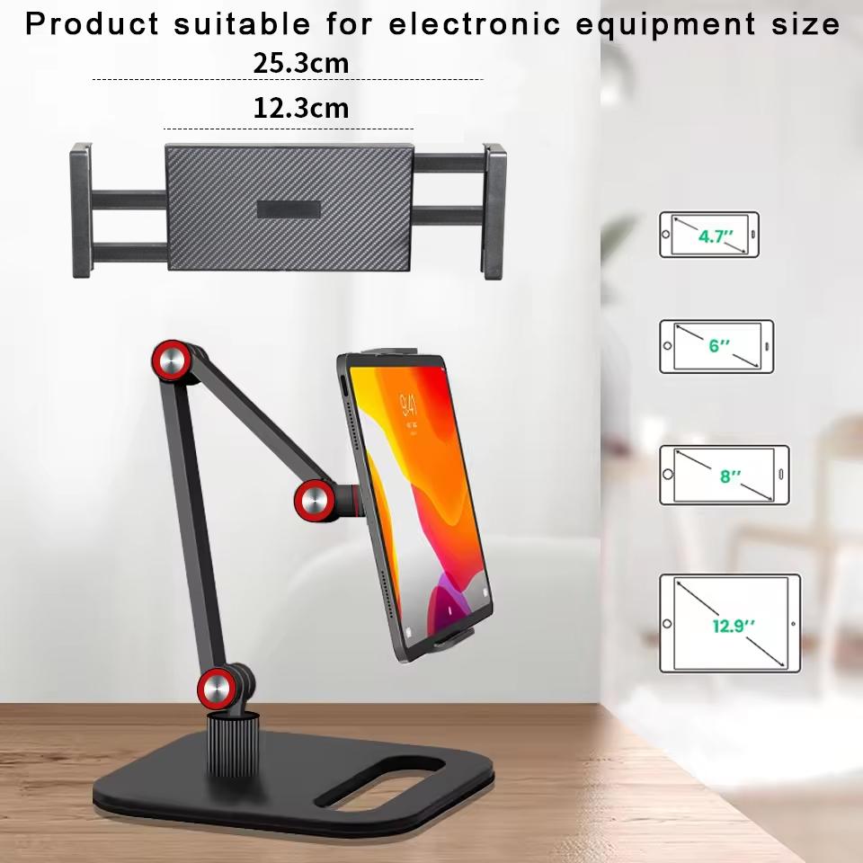 360 Rotation Retractable Lazy Height Adjustable Metallic Foldable Desktop Mobile Phone Holder Stand for Bulk Business Supplies