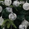 6pcs 6cm Christmas Tree Pendant Creative White Painted Ball Christmas Ball  Wedding