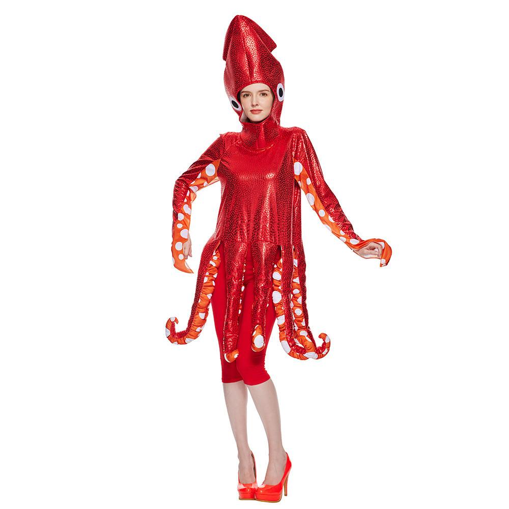Adult Halloween Squid Outfit With Spandex Polyester For Stage Performances And Costume Parties
