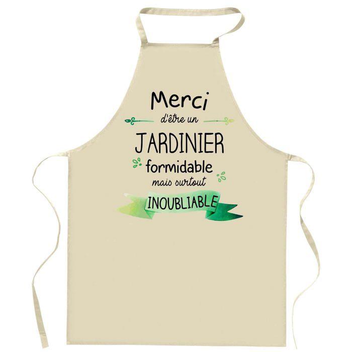 Tablier de cuisine - Jardinier Merci Inoubliable - Coton résistant - Impression France durable - Liens ajustables