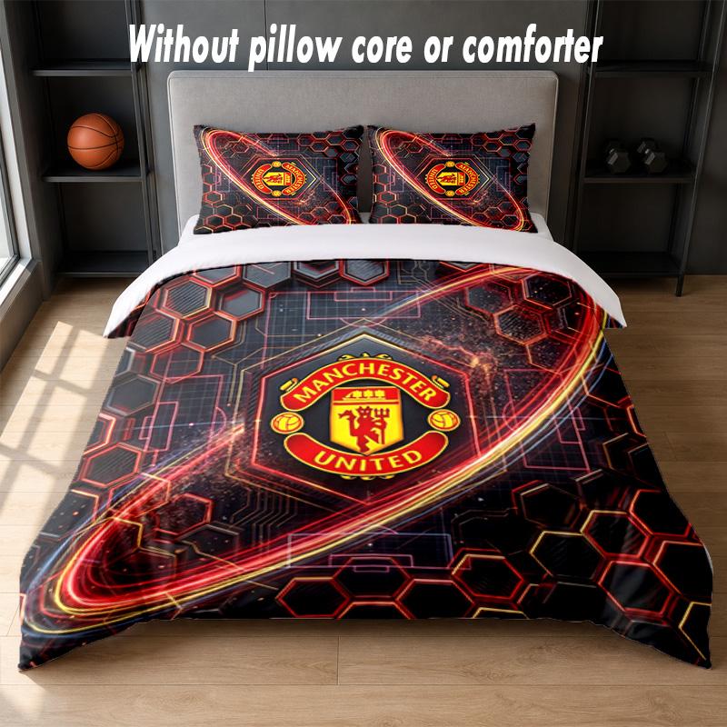 Дизайн Manchester United Постельное белье 1 пододеяльник + 2 наволочки Мягкое дышащее домашнее постельное белье