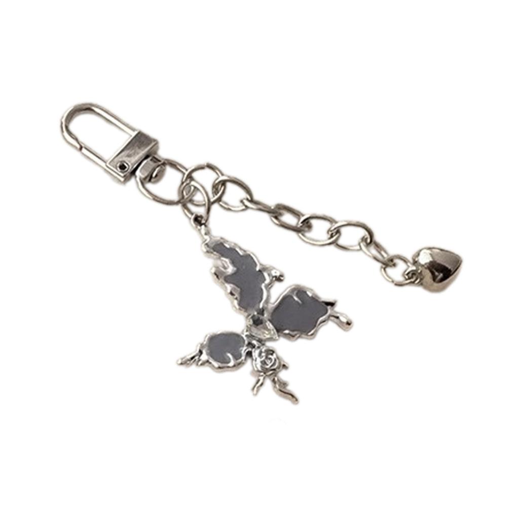 Butterfly Heart Chain Charm Keychains Sweet Cute Pendant Hangings Ornament Keyring Backpack Decoration for Women Girls