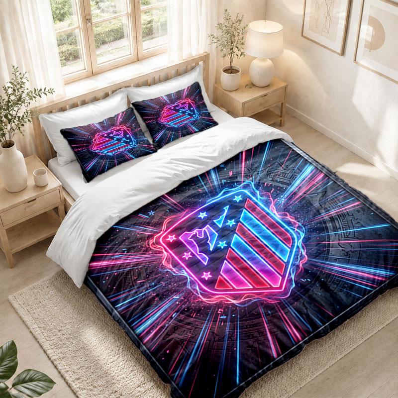 Bedding Set 1 Duvet Cover 2 Pillowcases Atletico Madrid Print Bedroom Home Decoration
