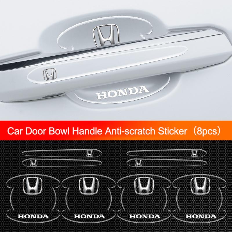 8pcs Car Door Handle Stickers Bowl Anti-Scratch Protective Strip For Honda Civic Accord Fit CRV Jazz Odyssey Insight Legend HRV IP8