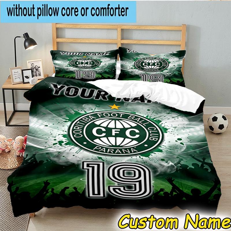 Custom Name Coritiba Football Club Emblem Bedding Set 3PCS Duvet Cover Closure Includes 1 Duvet Cover & 2 Pillowcases for All Seasons Bedroom Decor