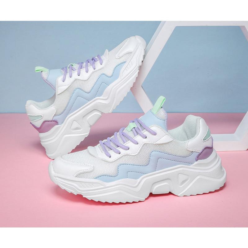 Женская обувь Кроссовки Беговые кроссовки Обувь для ходьбы Студенческие Корейские На высокой толстой подошве Прилив Удобные Универсальные