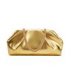 Elegant Golden Pleated PU Evening Clutch with Detachable Chain Strap Chic Women's Handbag for Dinner Parties and Formal Events Party Handbag Luxury
