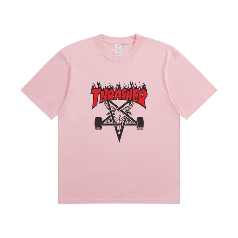 A1-07 Летняя футболка Thrasher с принтом букв для мужчин и женщин, оверсайз, хлопок, короткий рукав, повседневная уличная футболка