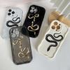 N71 Black Gold Snake Soft Wavy Phone Cases for iPhone 14 Pro Max 13 Mini 15 Plus XR 7 8 6 XS Max 12 11 Protective Bumper Cover