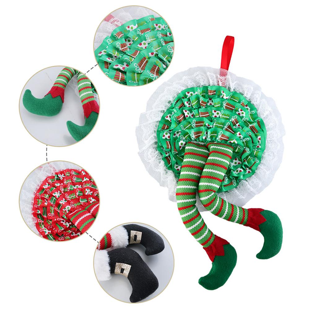 Рождественский венок, подвесной венок из ножек эльфа, украшения для входной двери, подвесные украшения для рождественской елки
