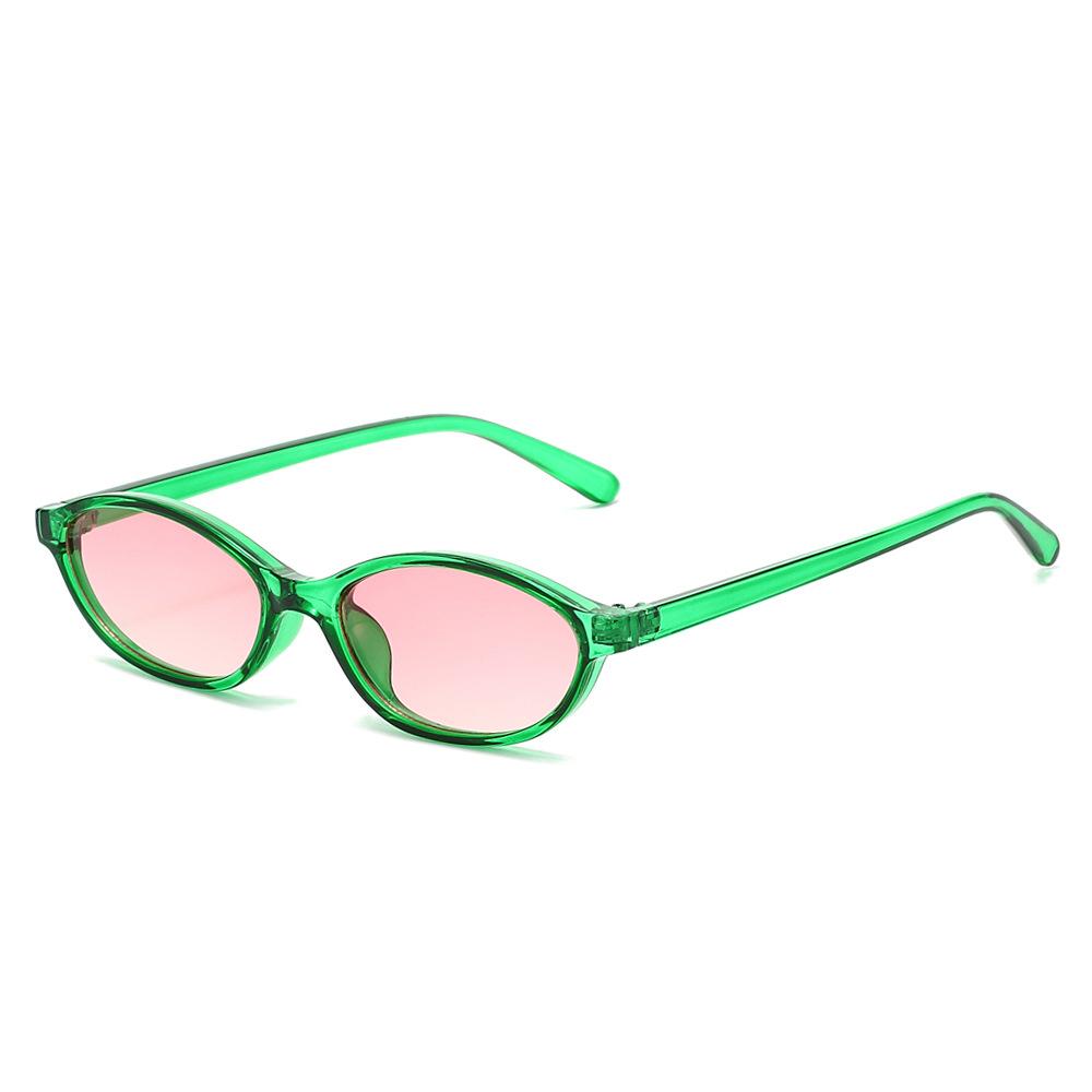  Retro Small Oval Sunglasses Women Fashion Retro Green Gradient Shades UV400 Men Trending Round Rivets Sun Glasses