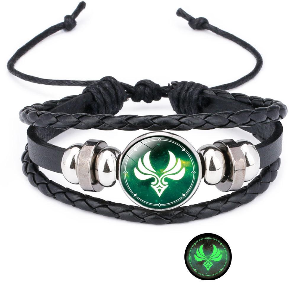Trendy Unisex Weave Bracelets Gift Luminous Beads Eye of God Bracelets Jewelry Unisex Black Bracelet Leather