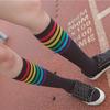 Soft Knee Over Thigh High Football Socks Long Hosiery Stocking Rainbow Stripe