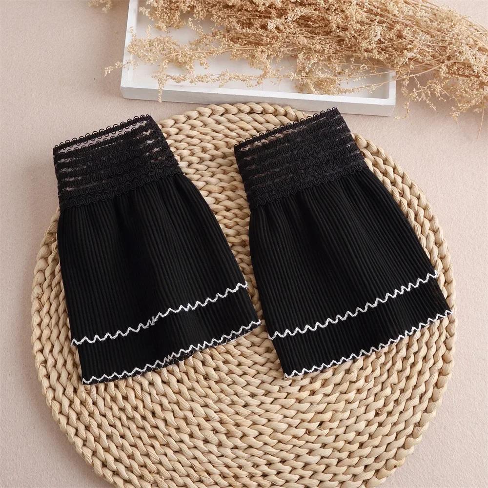 Women Detachable Sleeve Fake Cuffs Female Lace Thin Pleated Flare Sleeve False Cuffs Ruffles Wristband Decorative Accessory