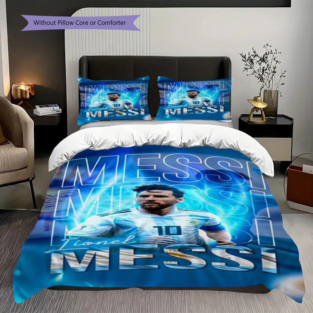 Lionel Messi Football Legend Bedding (1 * duvet cover + 2 * pillowcase, without core) 2D Flat Duvet cover and pillowcase Bedding set