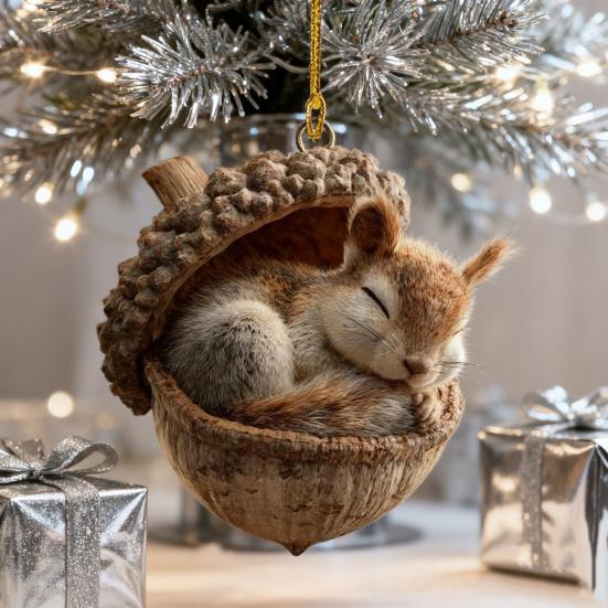 2D Лесные животные Желуди Украшения Уютные Лесные Рождественские украшения Акриловые Подвесные украшения с лесными существами для Домашнего Праздничного декора