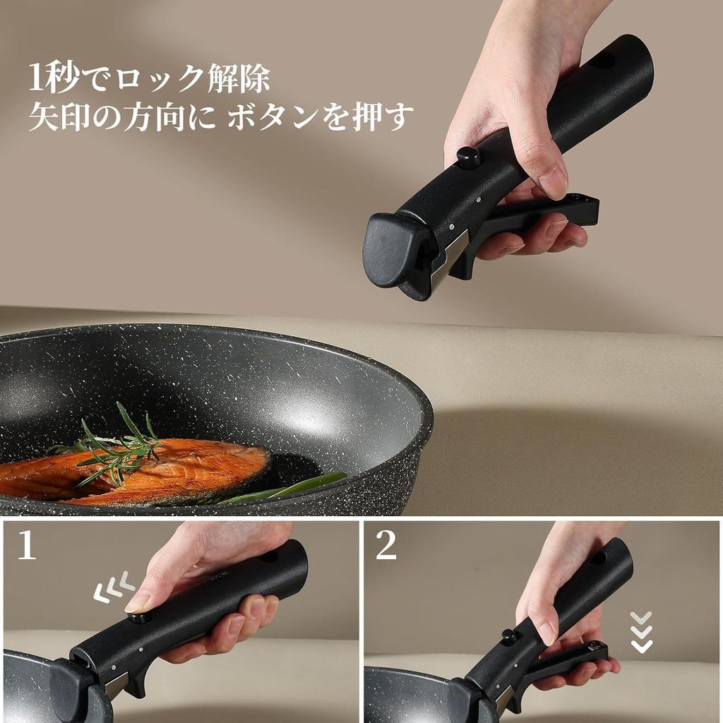 Сковорода CAROTE 4 Fire PFOS Pot Removable Set для Living Marble Smooth Easy To Oven One Year Black EW Series Set, Pieces, IH/Gas Compatible, PFOA,