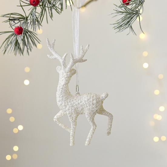 Блестящие рождественские украшения, лось, снежинка, елочные подвесные украшения, зимняя тематика, праздничный декор, подвеска для деревьев, стен, дверей