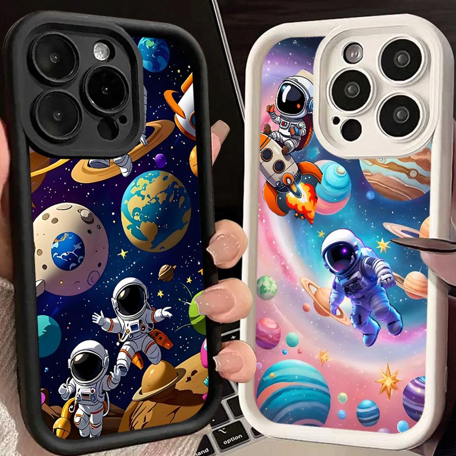 Милый мультяшный чехол-бампер Астронавт для iPhone 17 Pro Max 17e 14 13 11 12 Pro 16 Air 15 Plus