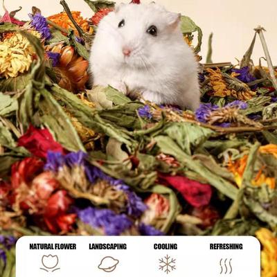 Подстилка для хомяка Натуральный сушеный цветок Подстилка для песчанки Контроль запаха Декор для вольера/среды обитания Для кроликов, песчанок или других мелких
