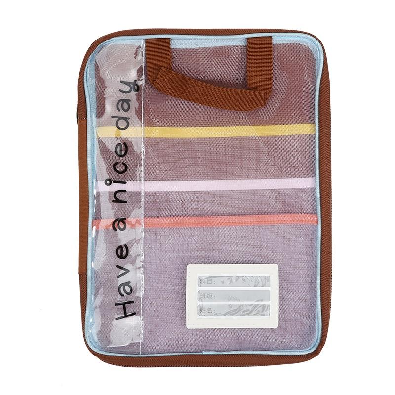 Stationery Storage Bag 4 Layer Mesh Zipper Bag Large Capacity Organizer Folders Student School Supplie Zipper Exam Papers Books
