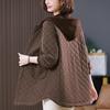 Women's 2024 Autumn/Winter Hooded Cotton Jacket – Loose, Quilted Diamond Pattern, Casual Fashion for Middle-Aged Moms