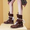 Retro Small Inner Height Increase Martin Boots Women's Casual Versatile Fashion Short Boots Boxing Boots Mid-range Western Boots